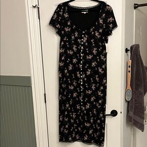 NWT Lucky Brand Floral Black Dress, Large